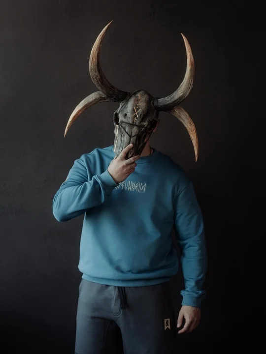 Jotunheim Sweatshirt — masked campaign photograph